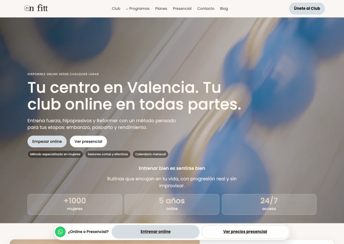 Captura de la web de Onfitt